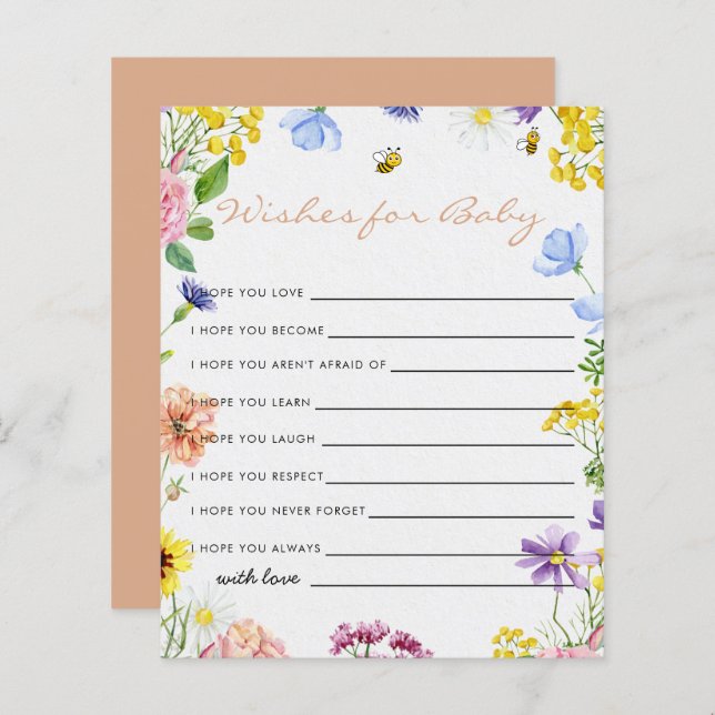 Sweet As Can Bee Baby Shower Game Wishes For (Front/Back)
