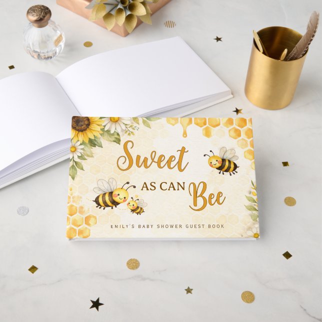 Sweet as Can Bee Baby Shower Guest Book (Front Open)