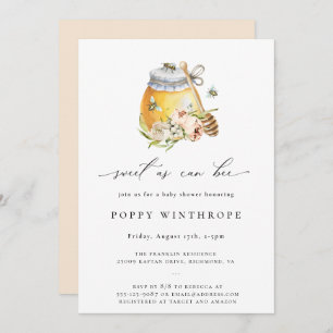 Sweet As Can Bee Baby Shower Invitation
