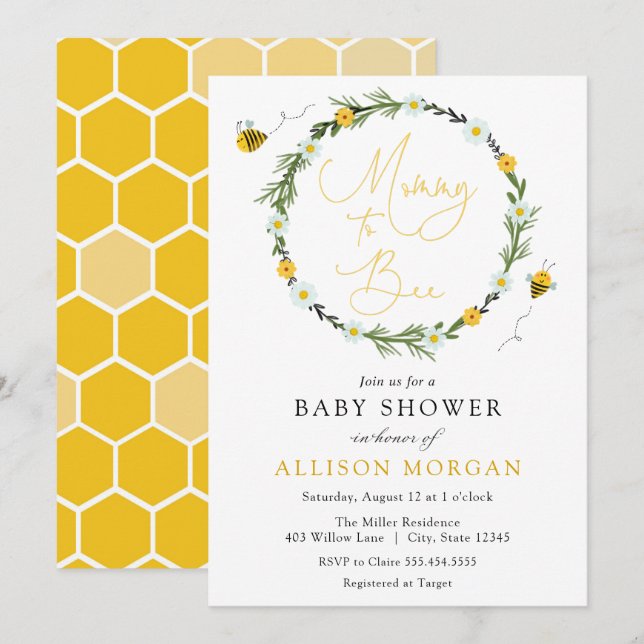 Sweet As Can Bee Baby Shower Invitation (Front/Back)