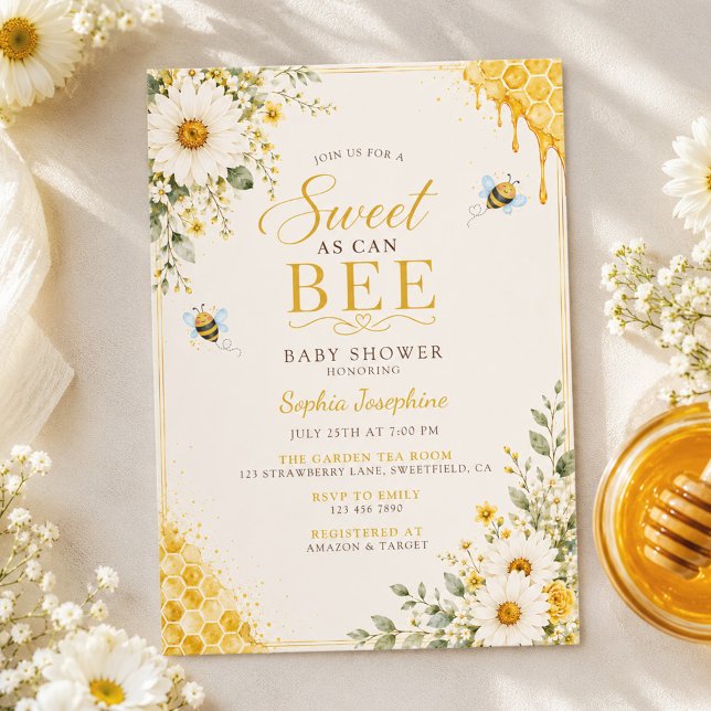 Sweet as Can Bee Baby Shower Invitation (Creator Uploaded)