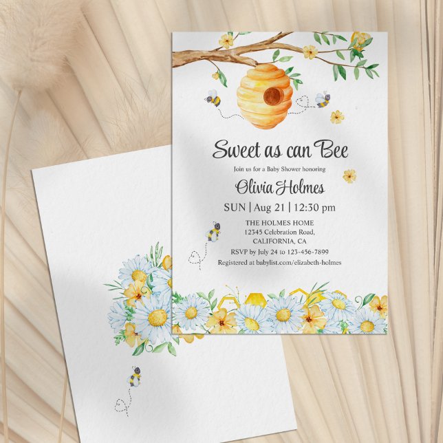 "Sweet as can Bee" Baby Shower Invitation ("Sweet as can Bee" Baby Shower Invitation on a neutral background)