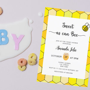 Sweet as can bee baby shower invitation