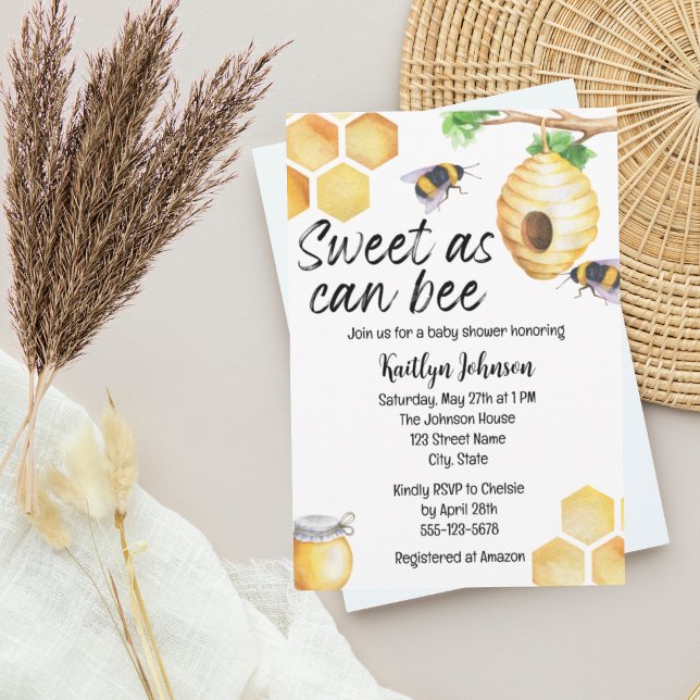 Sweet as can Bee Baby Shower Invitation (Creator Uploaded)