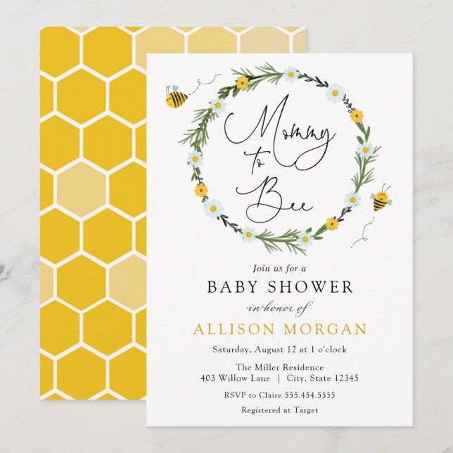 Sweet As Can Bee Baby Shower Invitation (Front/Back)