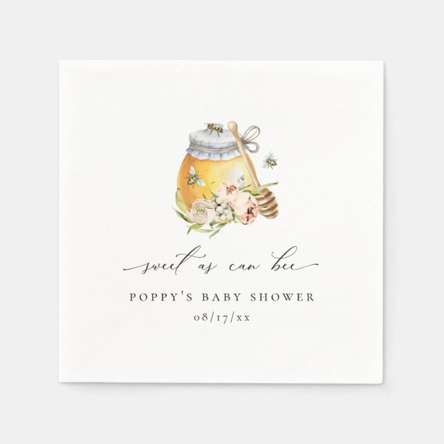 Sweet As Can Bee Baby Shower Napkin (Front)
