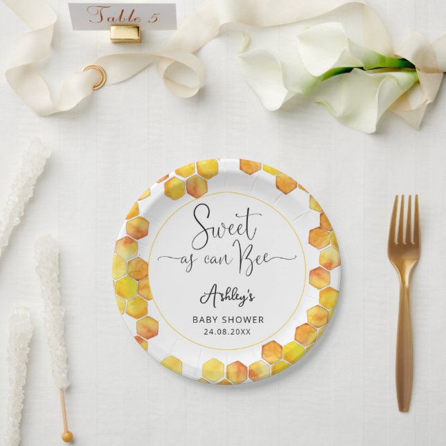 Sweet As Can Bee Baby Shower Paper Plates (Wedding)