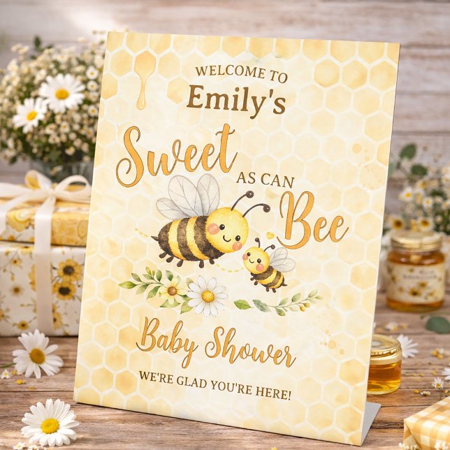 Sweet as Can Bee Baby Shower Pedestal Sign (Creator Uploaded)