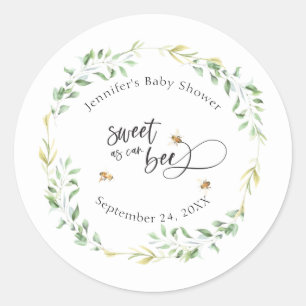 Sweet As Can Bee Baby Shower Personalised Classic Round Sticker