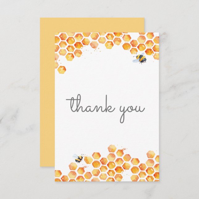 Sweet As Can Bee Baby Shower Thank You Card (Front/Back)