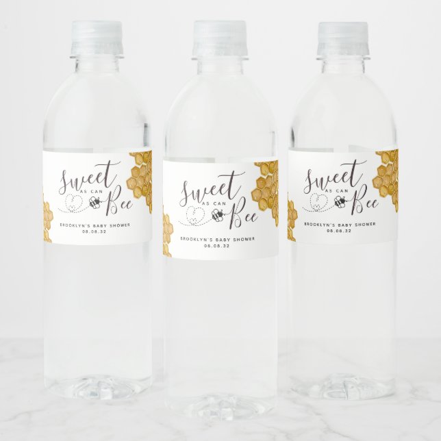 Sweet as Can Bee Baby Shower Water Bottle Label (Bottles)