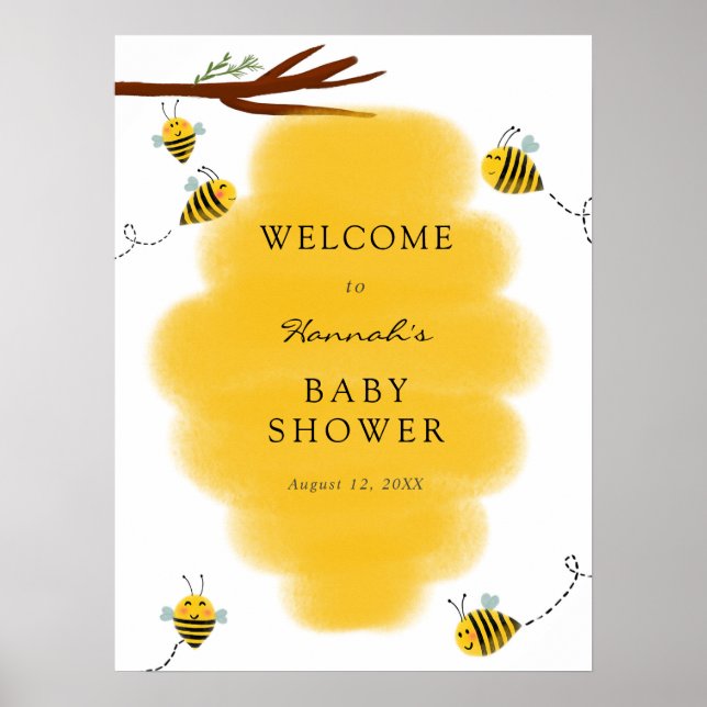 Sweet As Can Bee Baby Shower Welcome Sign (Front)