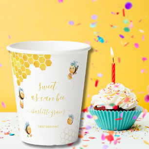 Sweet As Can Bee Baby's First Bee Birthday Paper Cups