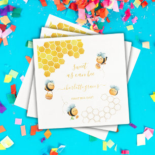 Sweet As Can Bee Baby's First Birthday Napkin