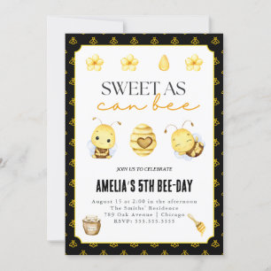 Sweet As Can Bee Birthday Invitation Any Age