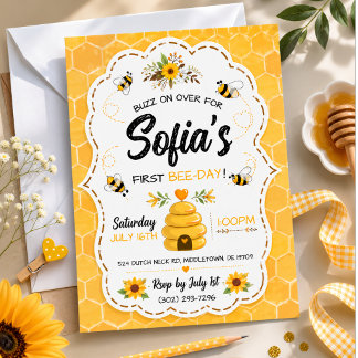 Sweet as Can Bee Birthday Party Invitation