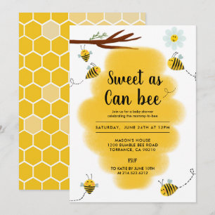 Sweet As Can Bee Bumble Bee Baby Shower Invitation