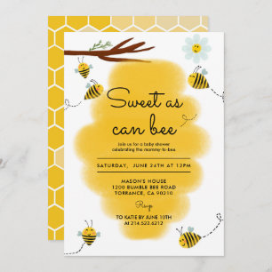 Sweet As Can Bee Bumble Bee Baby Shower Invitation