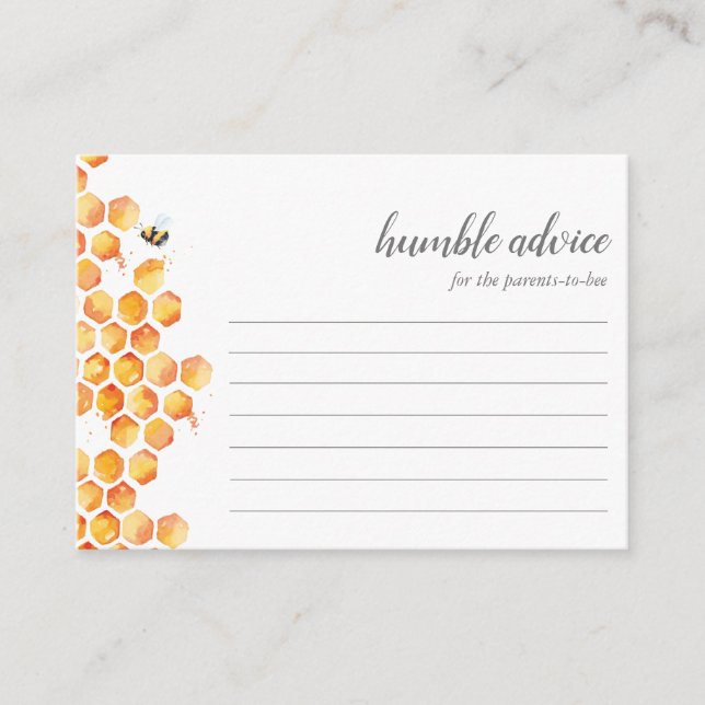 Sweet As Can Bee Bumblebee Baby Shower | Advice Card (Front)
