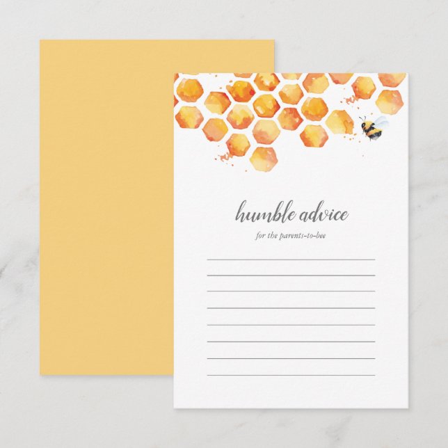 Sweet As Can Bee Bumblebee Baby Shower Advice Card (Front/Back)