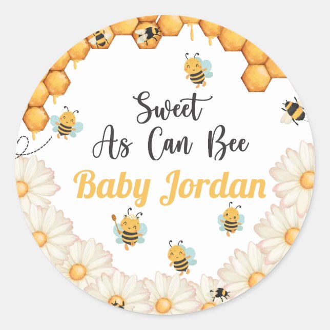 Sweet As Can Bee Classic Round Sticker (Front)