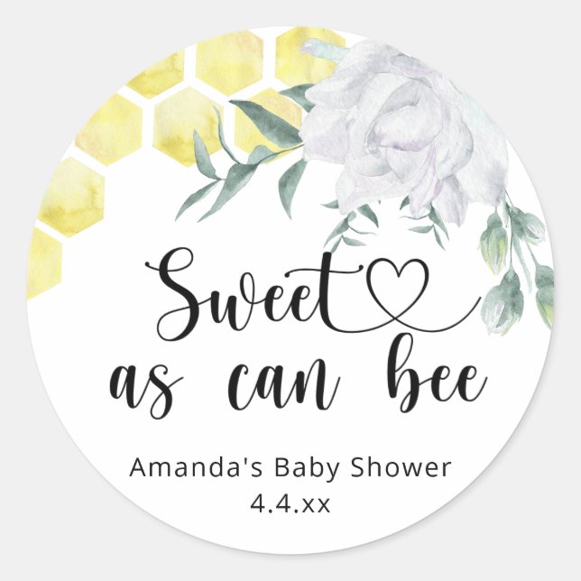 Sweet as can Bee -  Classic Round Sticker (Front)