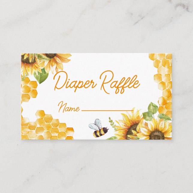 Sweet As Can Bee Diaper Raffle Name Card (Front)