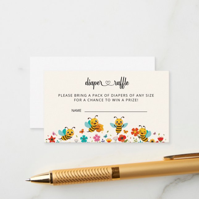 Sweet as can bee diaper raffle ticket enclosure ca card (Front/Back In Situ)