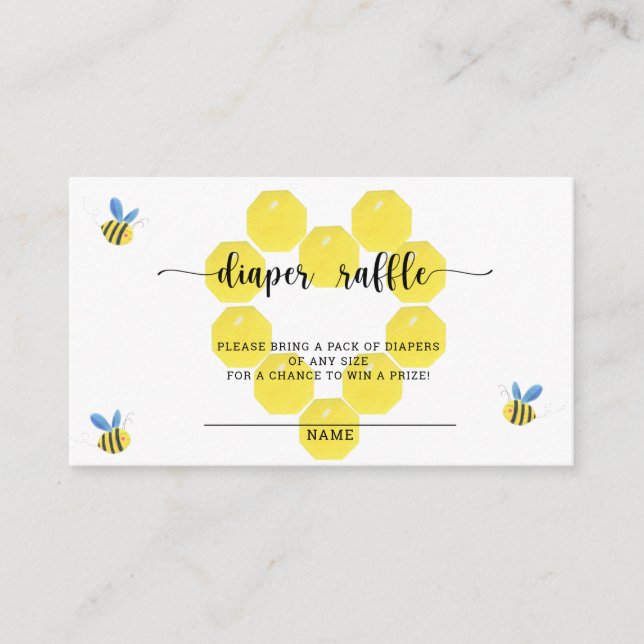 Sweet as can bee diaper raffle ticket enclosure card (Front)