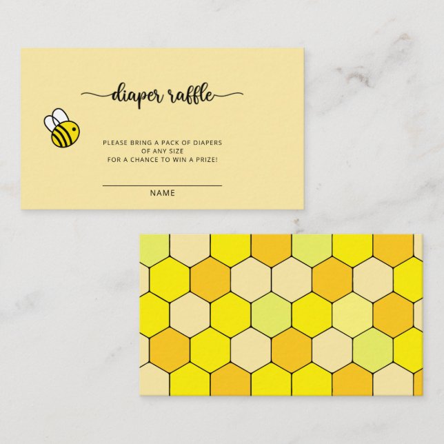 Sweet as can bee diaper raffle ticket enclosure card (Front/Back)