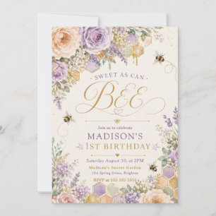 Sweet As Can Bee First Birthday Invitation