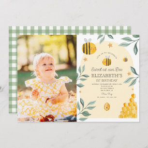 Sweet as Can Bee First Birthday Photo Invitation