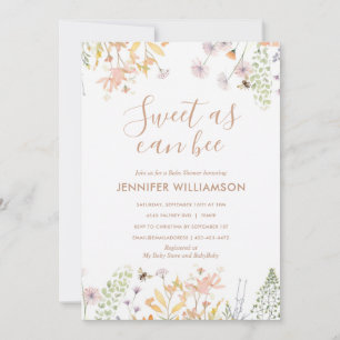 Sweet as can bee floral Baby Shower Invitation