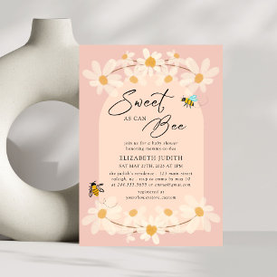 Sweet as can Bee Floral Daisy Baby Shower Invitation