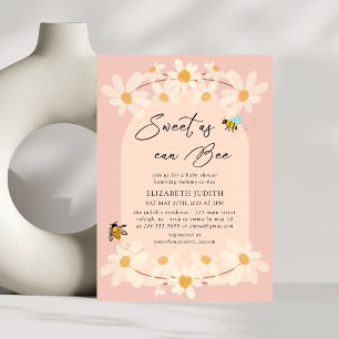 Sweet as can Bee Floral Daisy Baby Shower Invitation