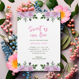 Sweet as can Bee Floral Girl Baby Shower Invitation
