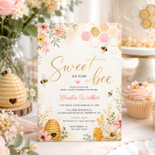 Sweet as Can Bee Floral Honey Bee Baby Shower Invitation