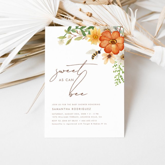 Sweet As Can Bee | Floral Spring Baby Shower Invitation (Creator Uploaded)