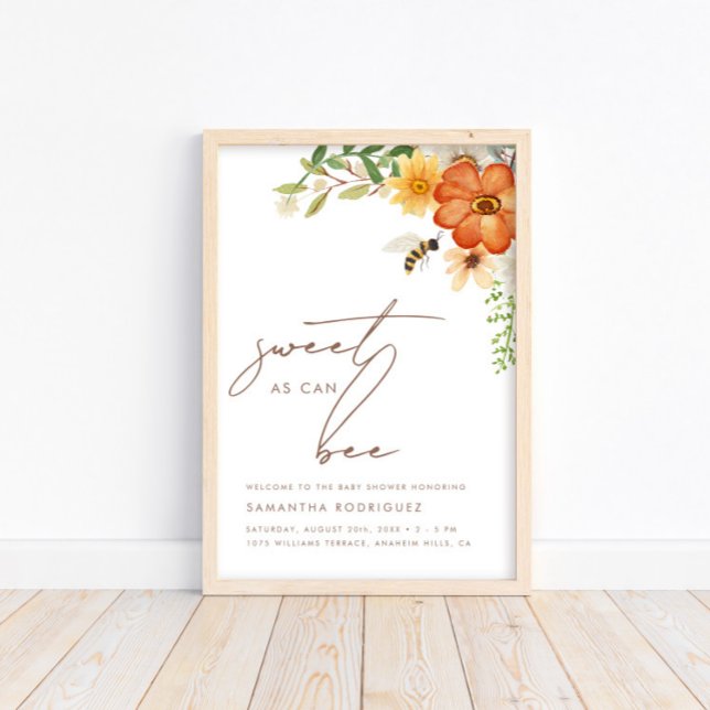 Sweet As Can Bee | Floral Spring Baby Shower Poster (Creator Uploaded)