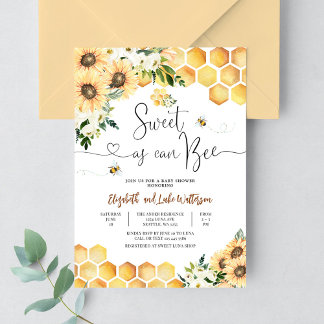 Sweet As Can Bee Gender Neutral Baby Shower Invitation