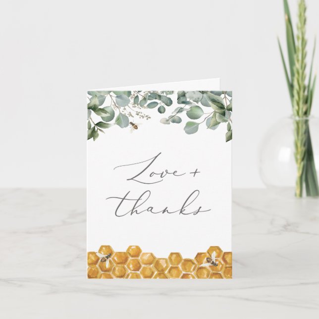 Sweet as Can Bee Greenery Baby Shower Thank You Card (Front)