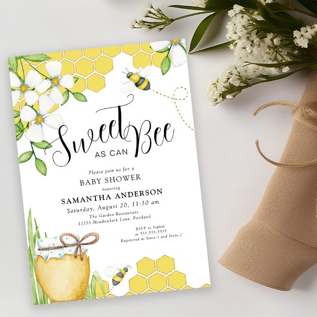 Sweet As Can Bee Honey Baby Shower Invitation (Creator Uploaded)