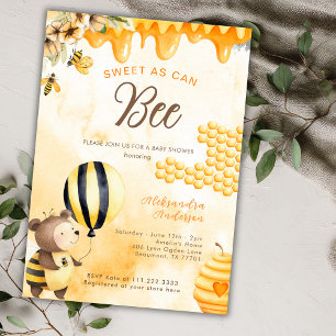 Sweet As Can Bee Honey Bear Baby Shower Yellow Invitation
