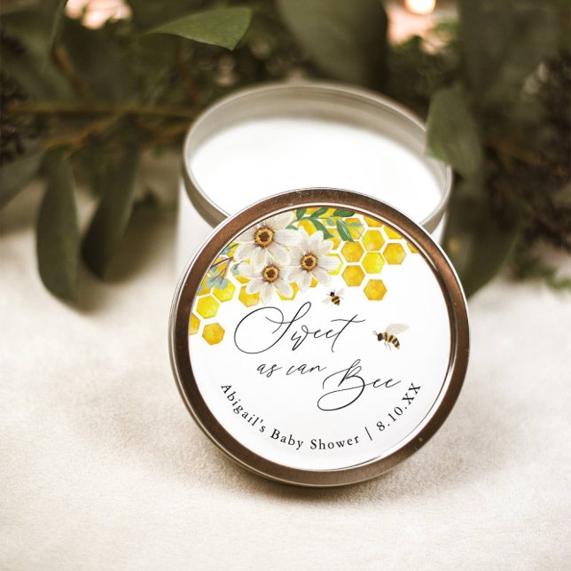 Sweet as Can Bee, Honey Bee and Daisy Favour Classic Round Sticker (Creator Uploaded)