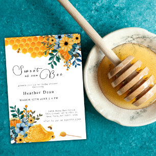 Sweet As Can Bee Honey Bee Floral Baby Shower Invitation