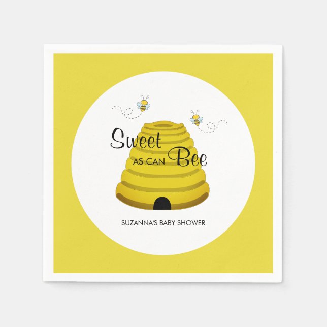 Sweet as can Bee Honey Bee Hive Baby Shower Napkin (Front)