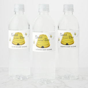Sweet as can Bee Honey Bee Hive Baby Shower Water  Bottle Label