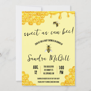 Sweet as Can Bee!  Honeybee, Honey, Baby Shower Invitation