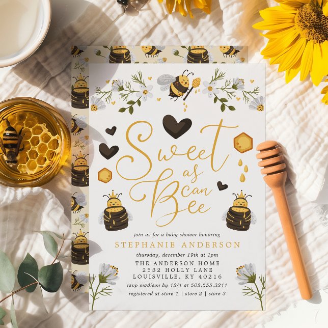 Sweet As Can Bee Honeycomb Bumblebee Baby Shower Invitation (Creator Uploaded)