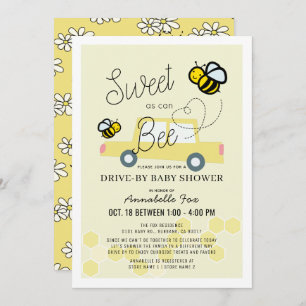 Sweet as can Bee Light Yellow Drive-by Baby Shower Invitation